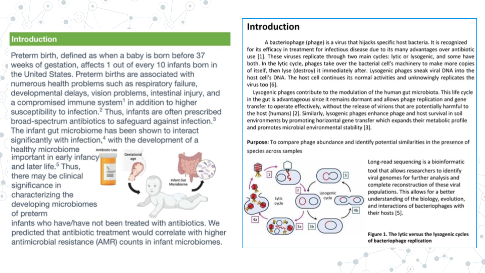 Image showing 2 introductions from past C-MOOR posters. Both contain a header text that reads: Introduction, and both contain figures, one of which contains a figure legend.