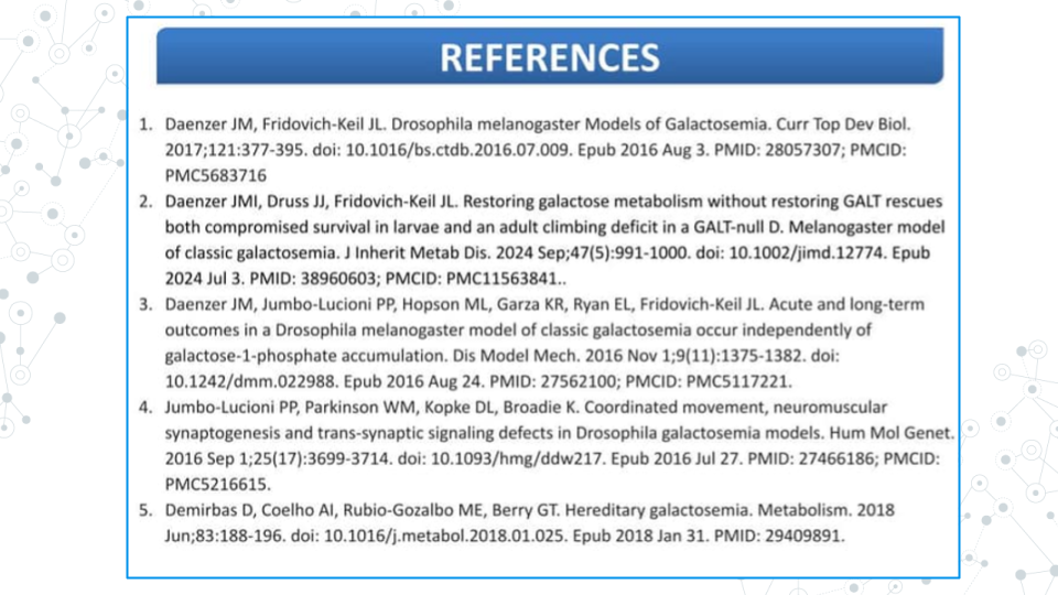 An example reference section from a prior C-MOOR poster, with a bolded header that reads References followed by a list of references in a consistent style.