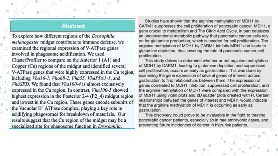 Image showing 2 abstracts from C-MOOR associated posters. One has a header that reads Abstract.