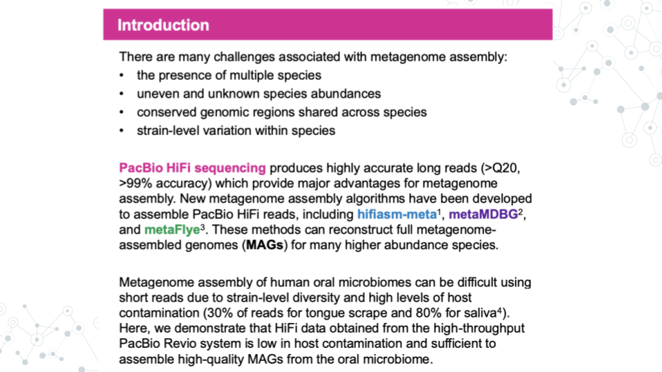 Example Introduction from the PacBio Website, including a header that reads Introduction.